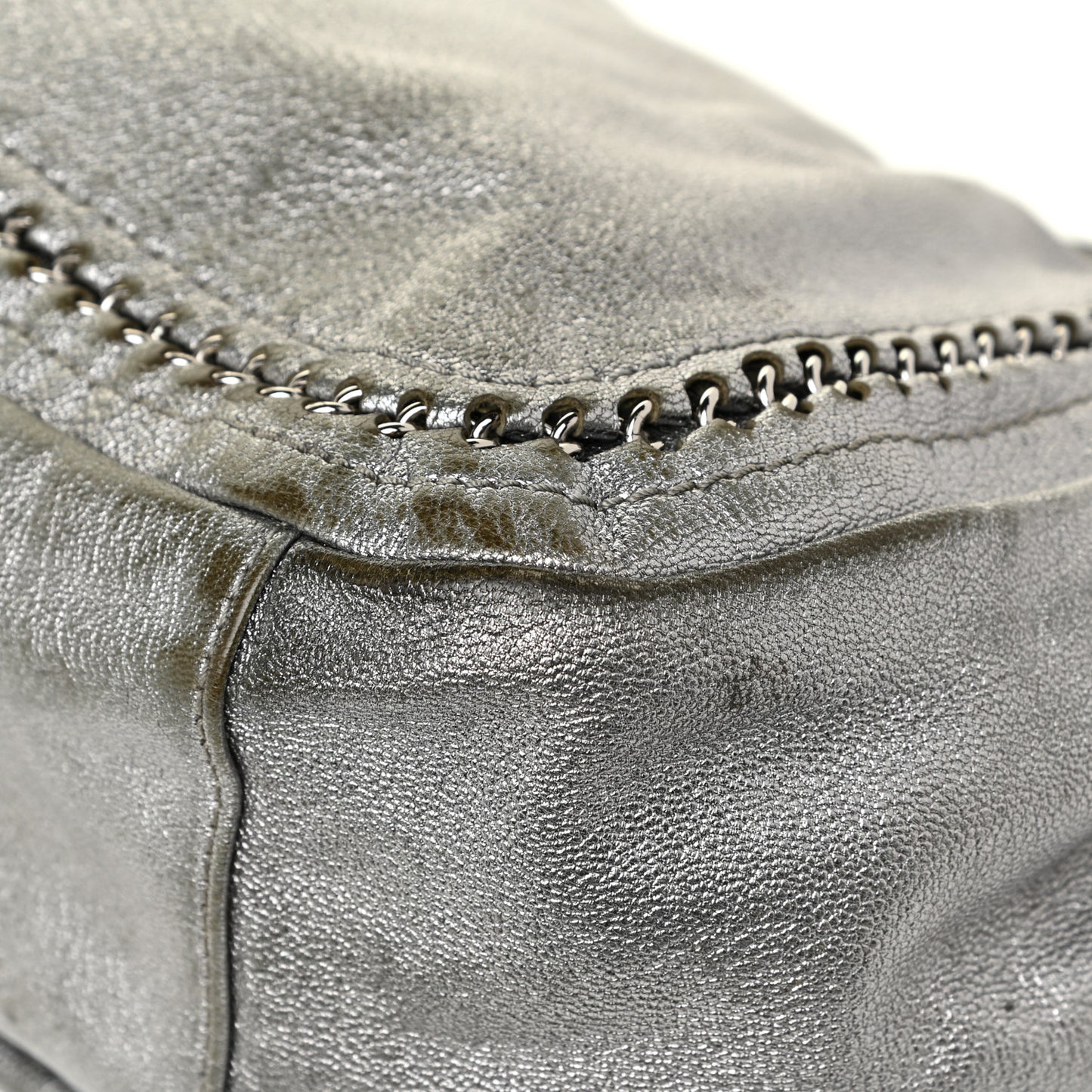 Metallic Deerskin Luxe Ligne Flap Silver
