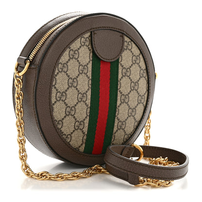 Gucci GG Supreme Monogram Web Mini Ophidia Round Shoulder Bag Brown 3 of 12