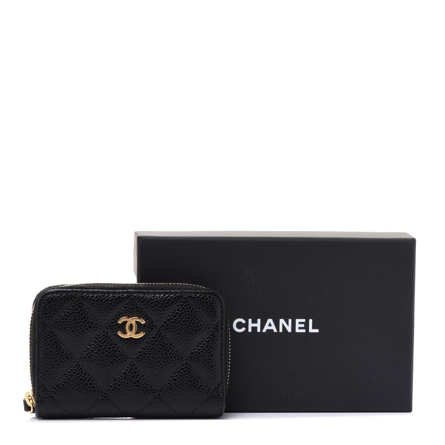 Caviar Quilted Zip Coin Purse Black