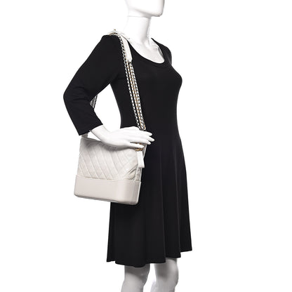 Chanel Patent Goatskin Quilted Medium Gabrielle Hobo White 2 of 11