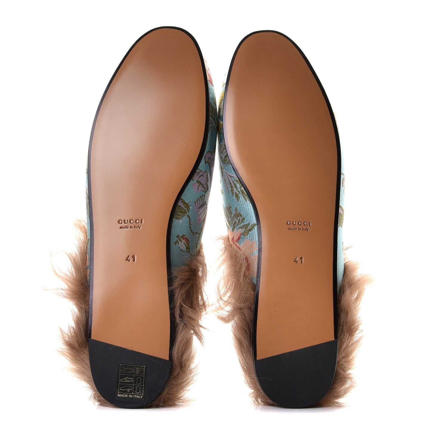 Brocade Fur Embroidered Womens Princetown Slippers 41 Multicolor