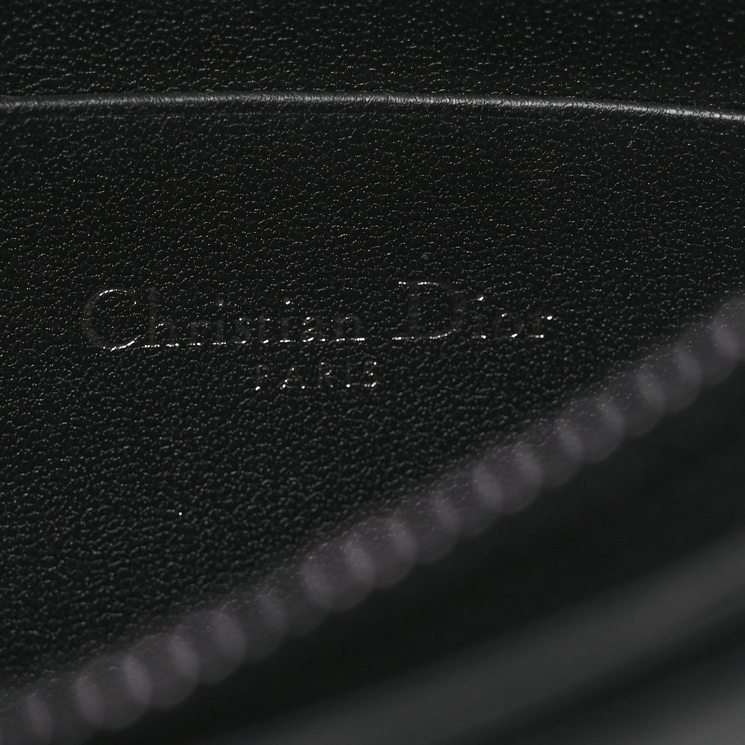 Christian Dior Calfskin Macrocannage Diamond Caro Zipped Pouch With Chain Black 6 of 13