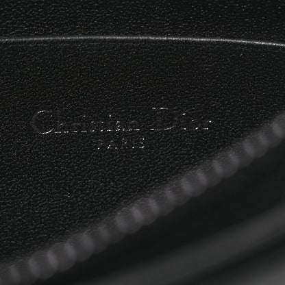 Christian Dior Calfskin Macrocannage Diamond Caro Zipped Pouch With Chain Black 6 of 13