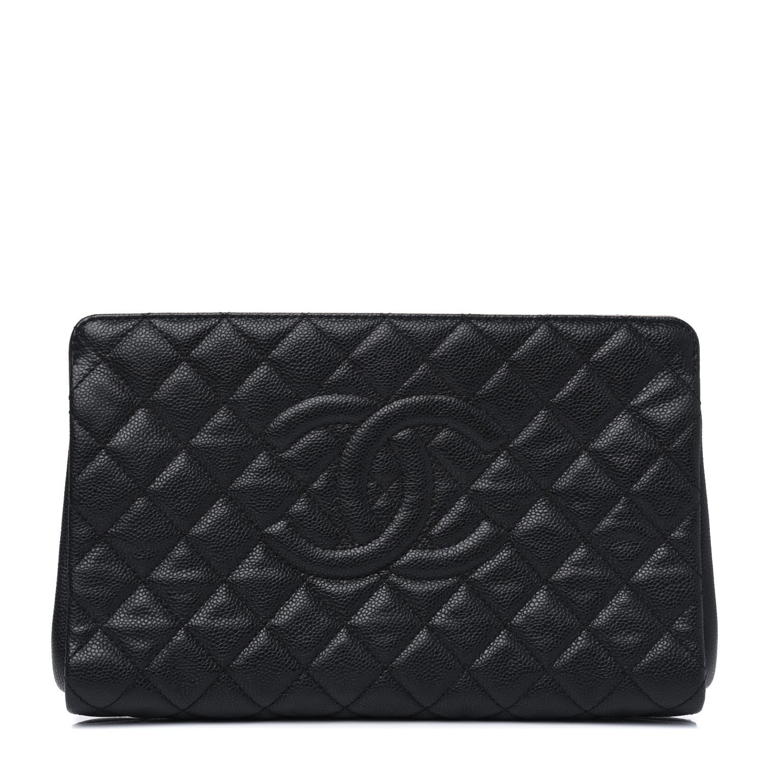 Chanel Caviar Quilted CC Large Clutch Black 1 of 5