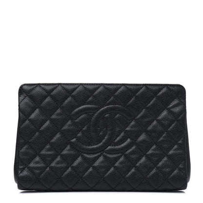 Chanel Caviar Quilted CC Large Clutch Black 1 of 5