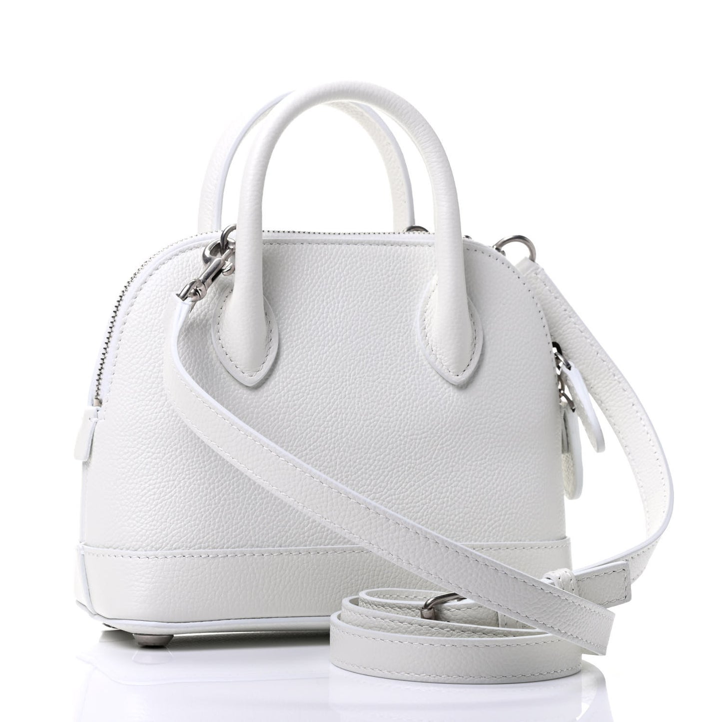 Grained Calfskin Logo XXS Ville Top Handle Bag White Fluo Pink