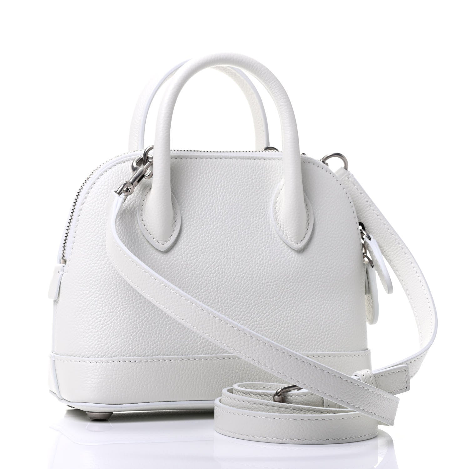 Balenciaga Grained Calfskin Logo XXS Ville Top Handle Bag White Fluo Pink 2 of 4