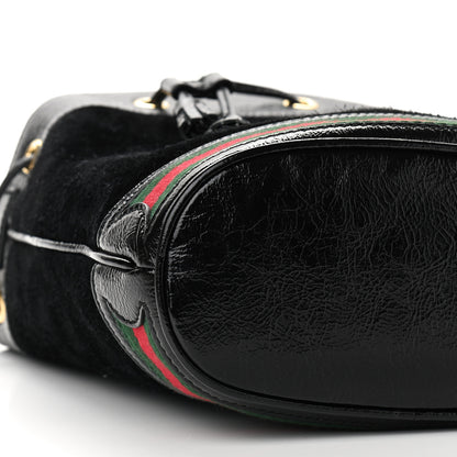 Gucci Suede Patent Web Small Ophidia Bucket Bag Black 9 of 12