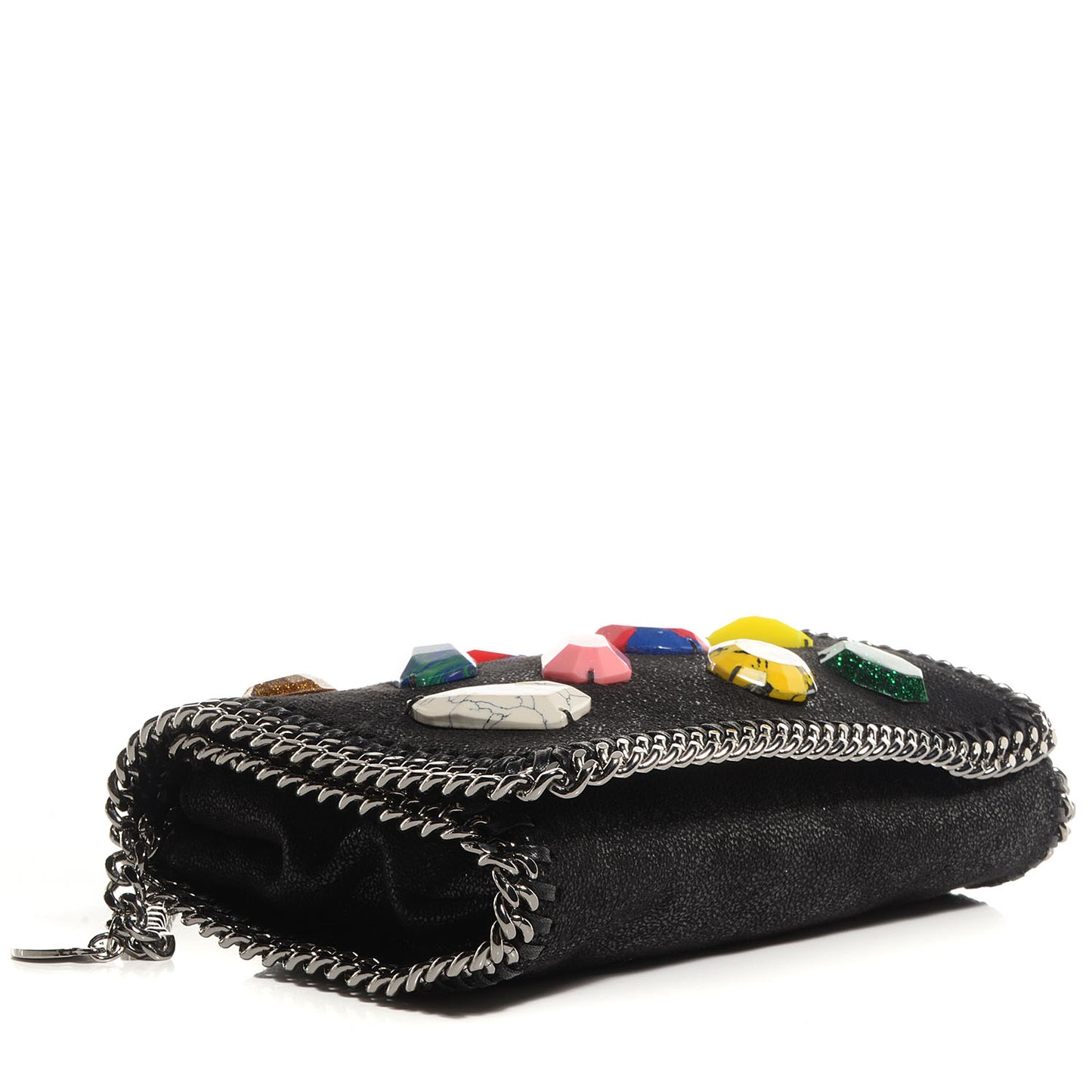 Faux Leather Embellished Falabella Crossbody Black