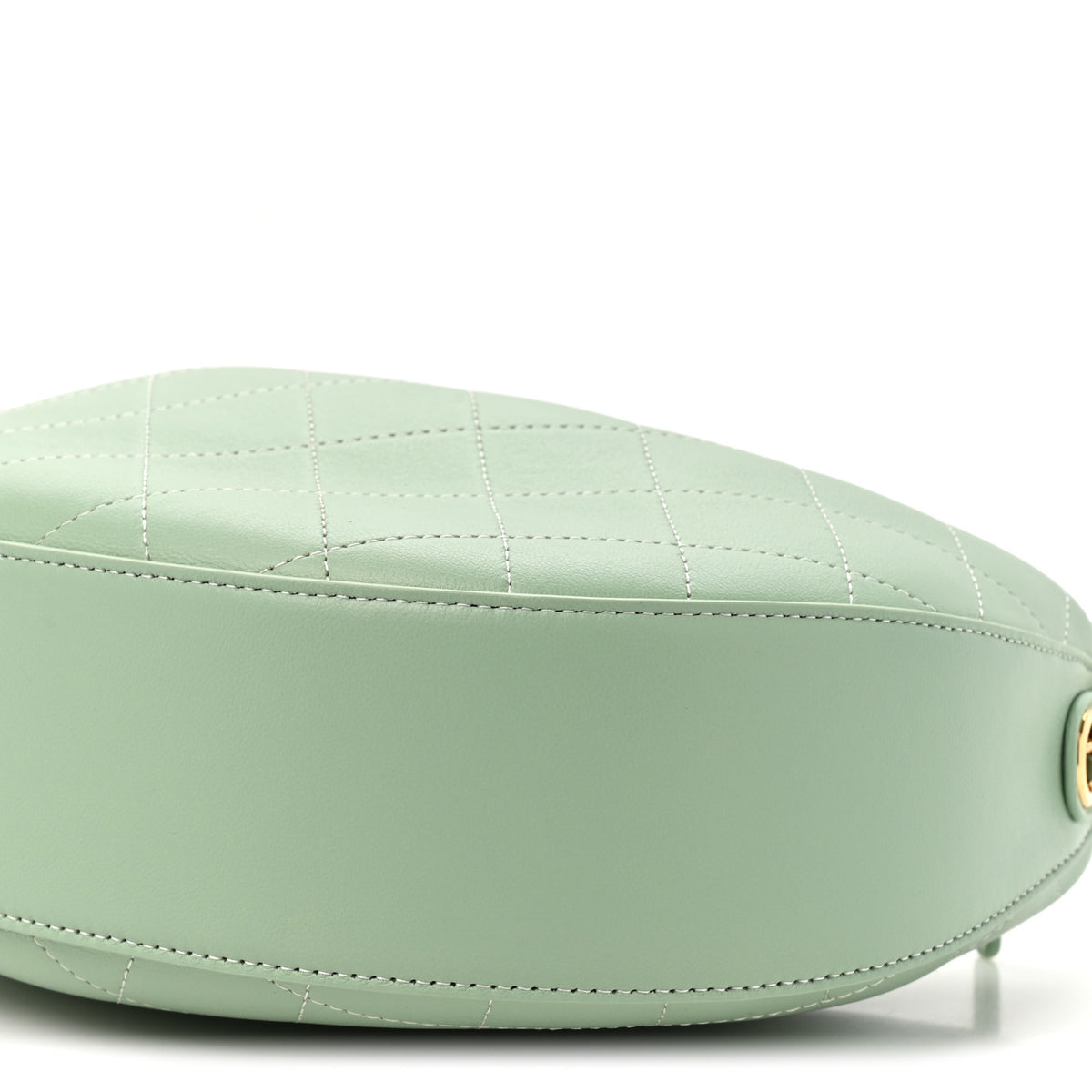 Lambskin Quilted Hobo Clutch With Chain Light Green