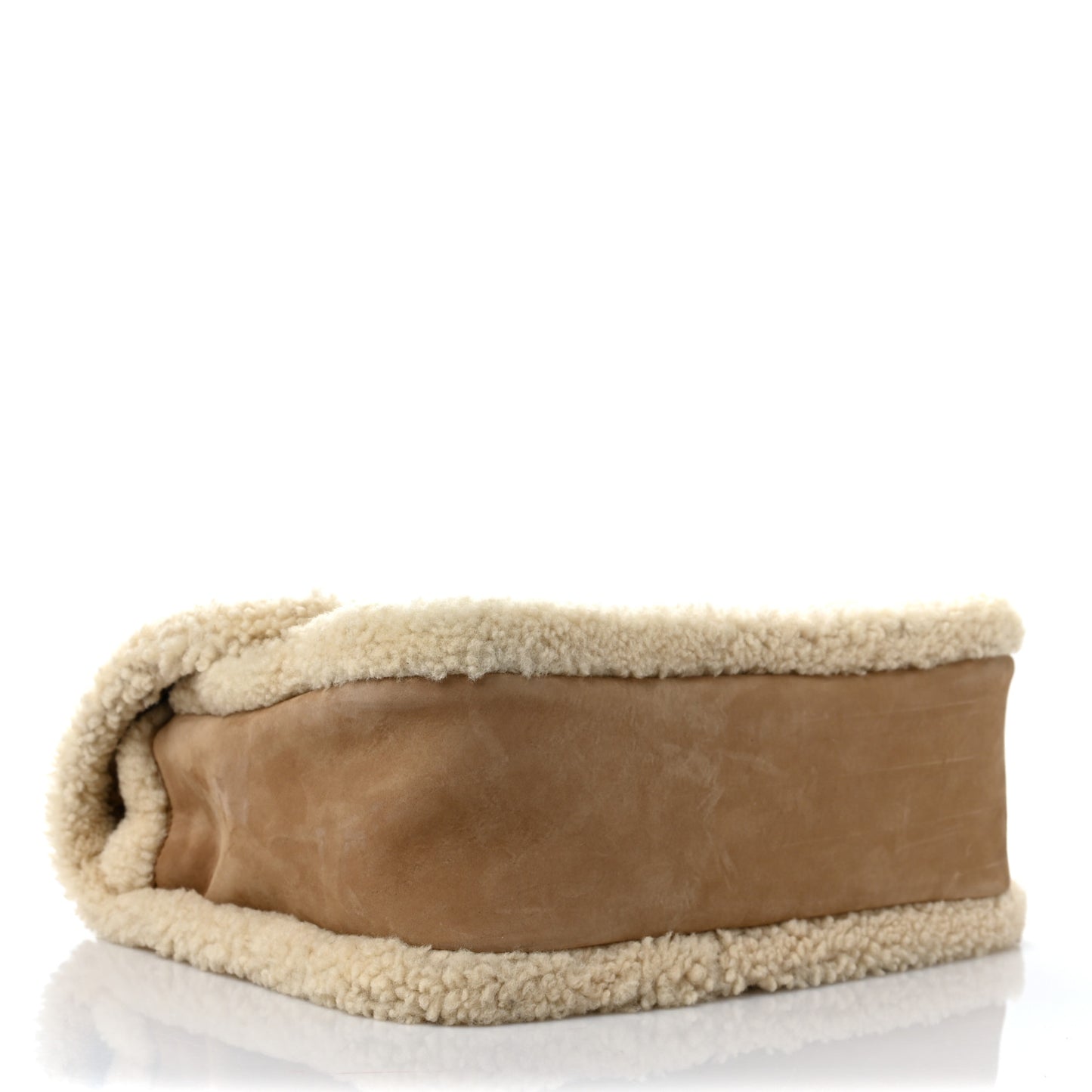 Nubuck Shearling Monogram Medium Niki Chain Satchel Ivory Natural Tan