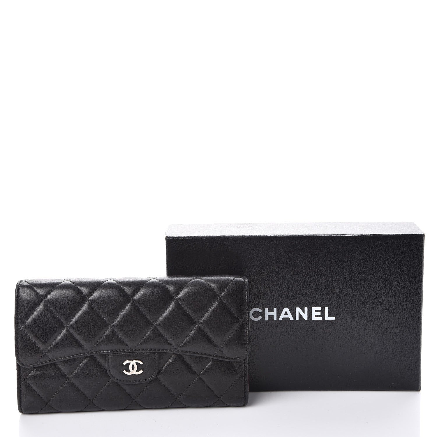 Chanel Lambskin Quilted Large Flap Wallet Black 11 of 11