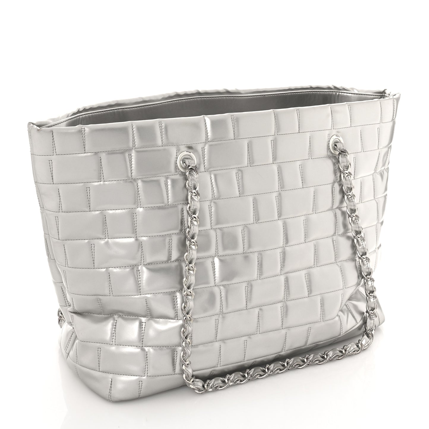 Vinyl Quilted Frozen Shopping Tote Silver