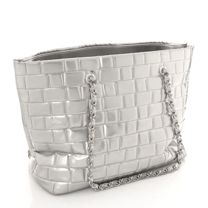 Chanel Vinyl Quilted Frozen Shopping Tote Silver 3 of 13