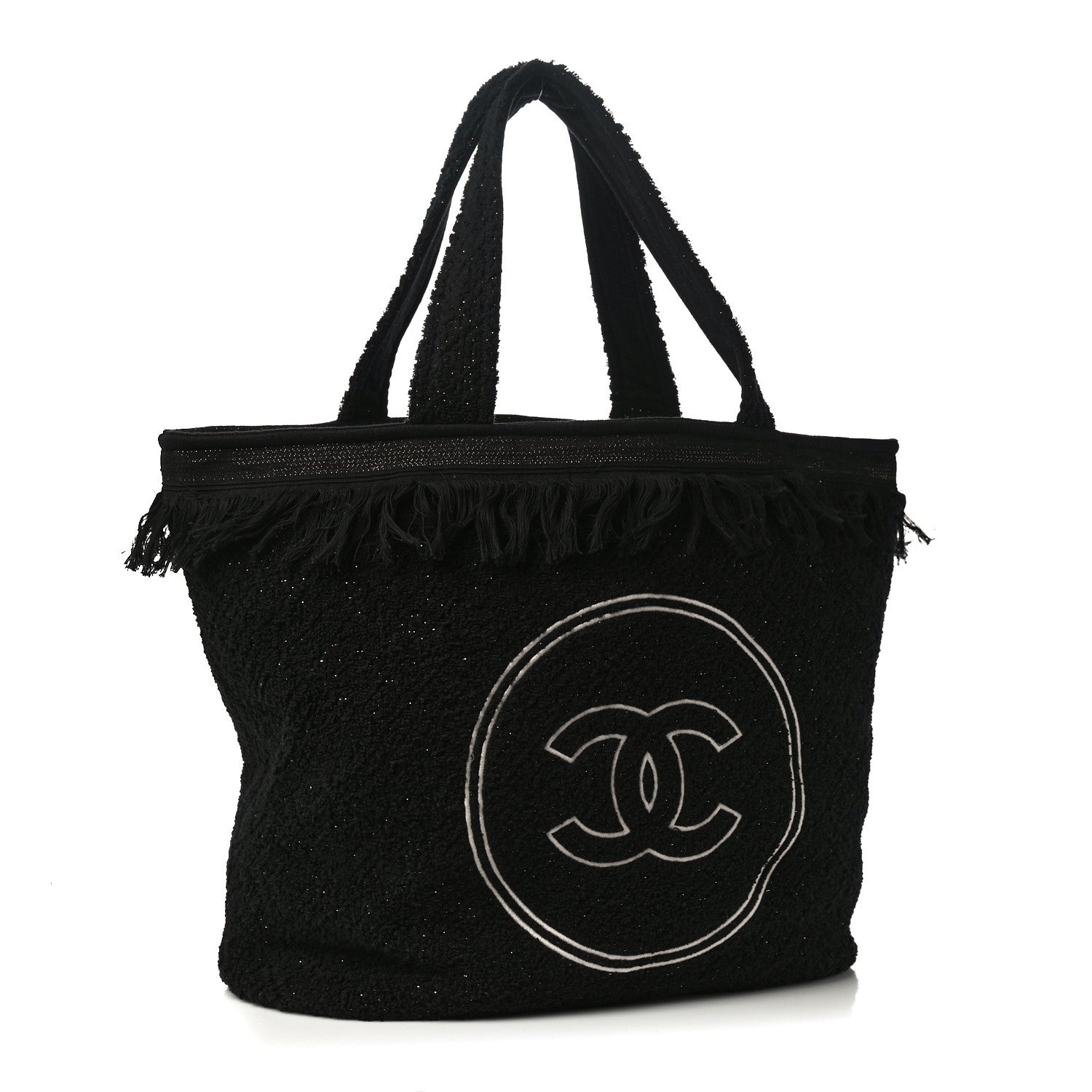 Chanel Terry Cotton CC Beach Tote Towel Set Black 5 of 16