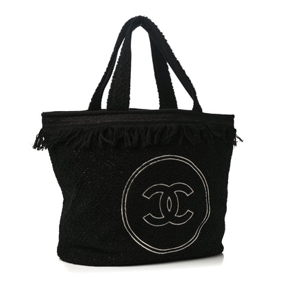 Chanel Terry Cotton CC Beach Tote Towel Set Black 5 of 16