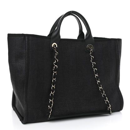 Chanel Mixed Fibers Calfskin Striped Medium Deauville Tote Black 3 of 11