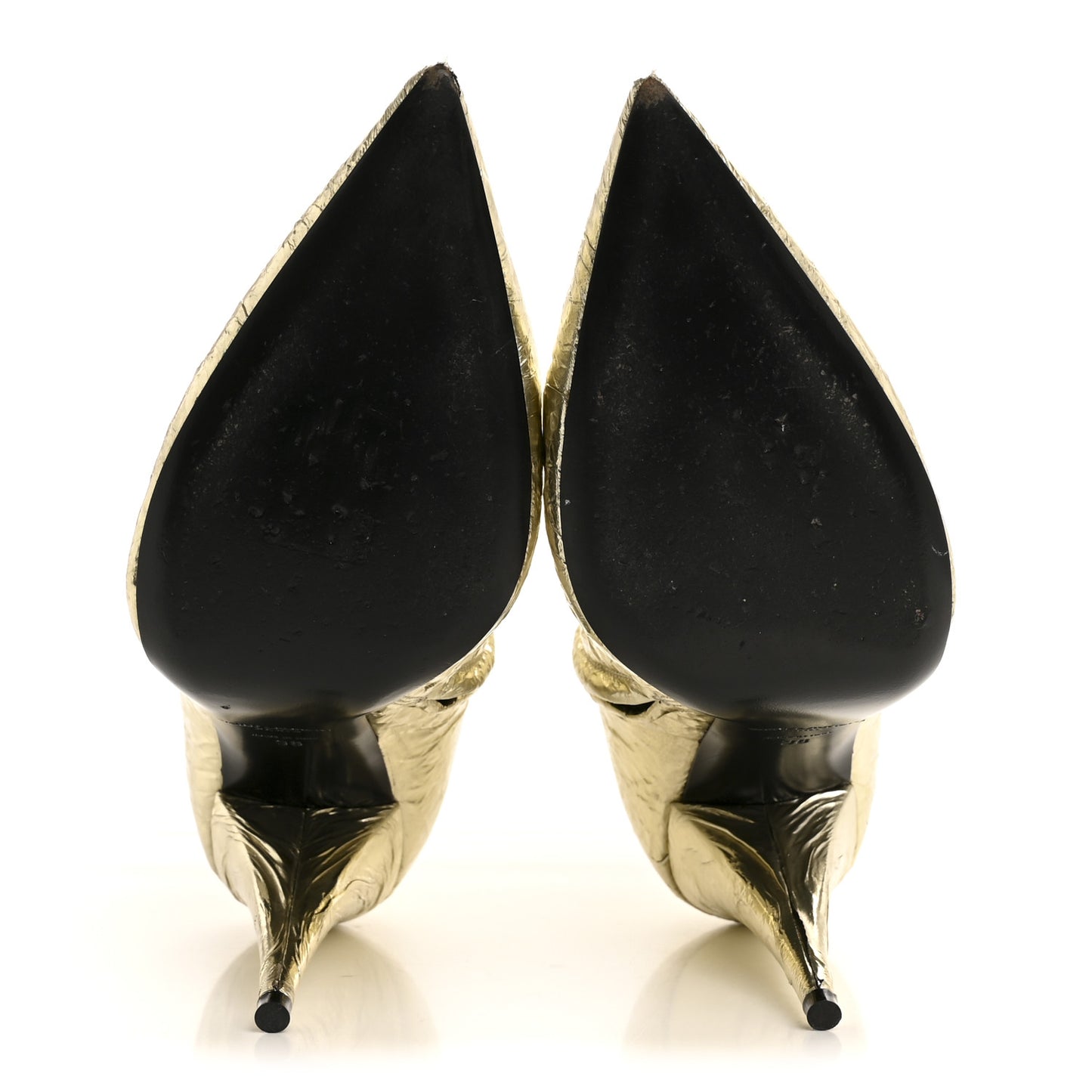 Metallic Crinkled Polyurethane Calfskin Kiki Pointed Toe Ankle Boots 38 Gold