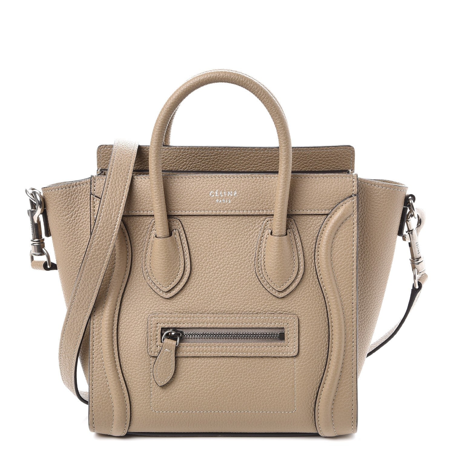 Celine Drummed Calfskin Nano Luggage Dune 1 of 7