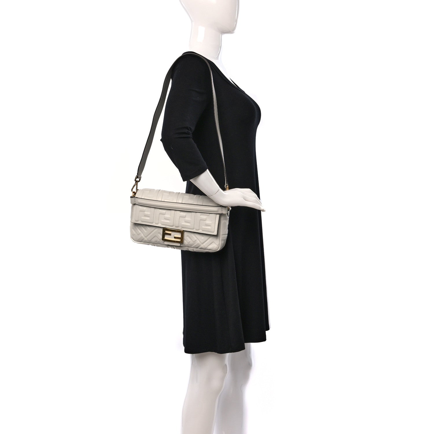 Fendi Nappa FF 1974 Embossed Baguette White 2 of 8