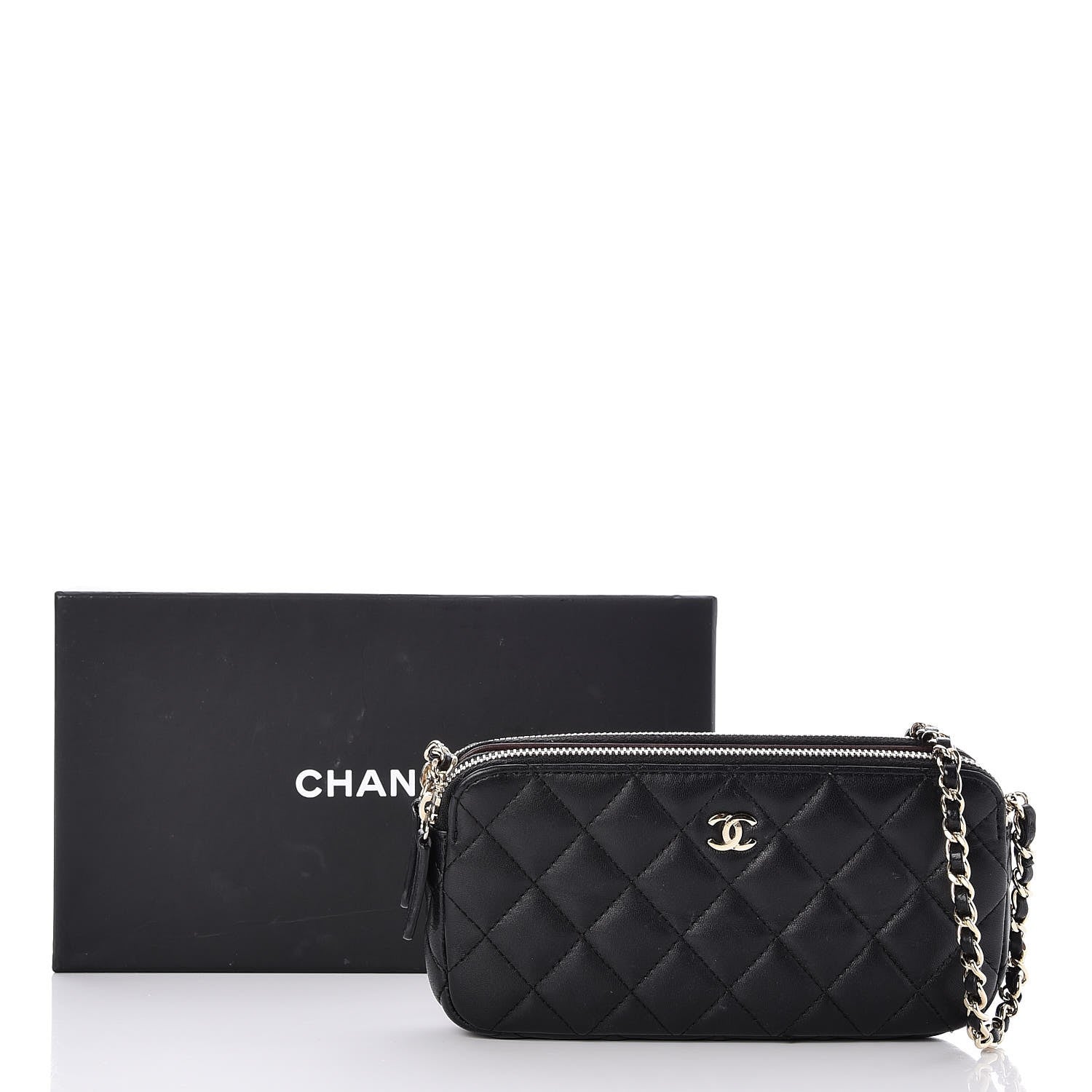 Chanel Lambskin Quilted Small Clutch With Chain Black 9 of 9
