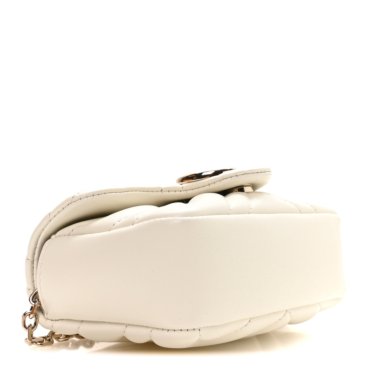 Lambskin Matelasse Mini GG Marmont Shoulder Bag White