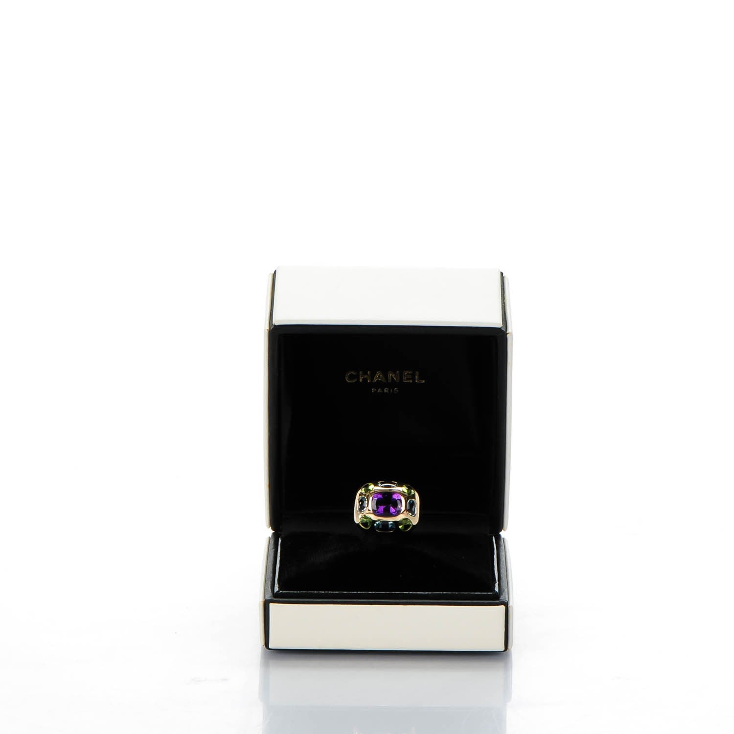 Chanel 18K Yellow Gold Amethyst Peridot Aquamarine Baroque Ring 5 5 of 5