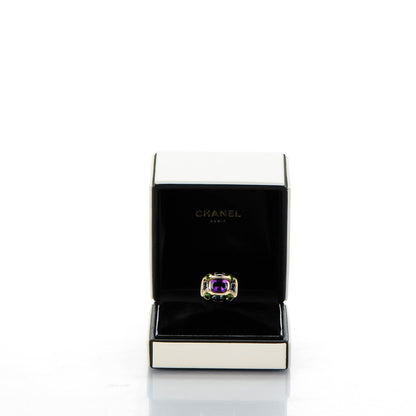 Chanel 18K Yellow Gold Amethyst Peridot Aquamarine Baroque Ring 5 5 of 5