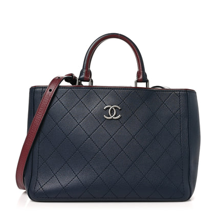 Chanel Bullskin Stitched Bi-Color Medium Shopping Tote Blue 1 of 11
