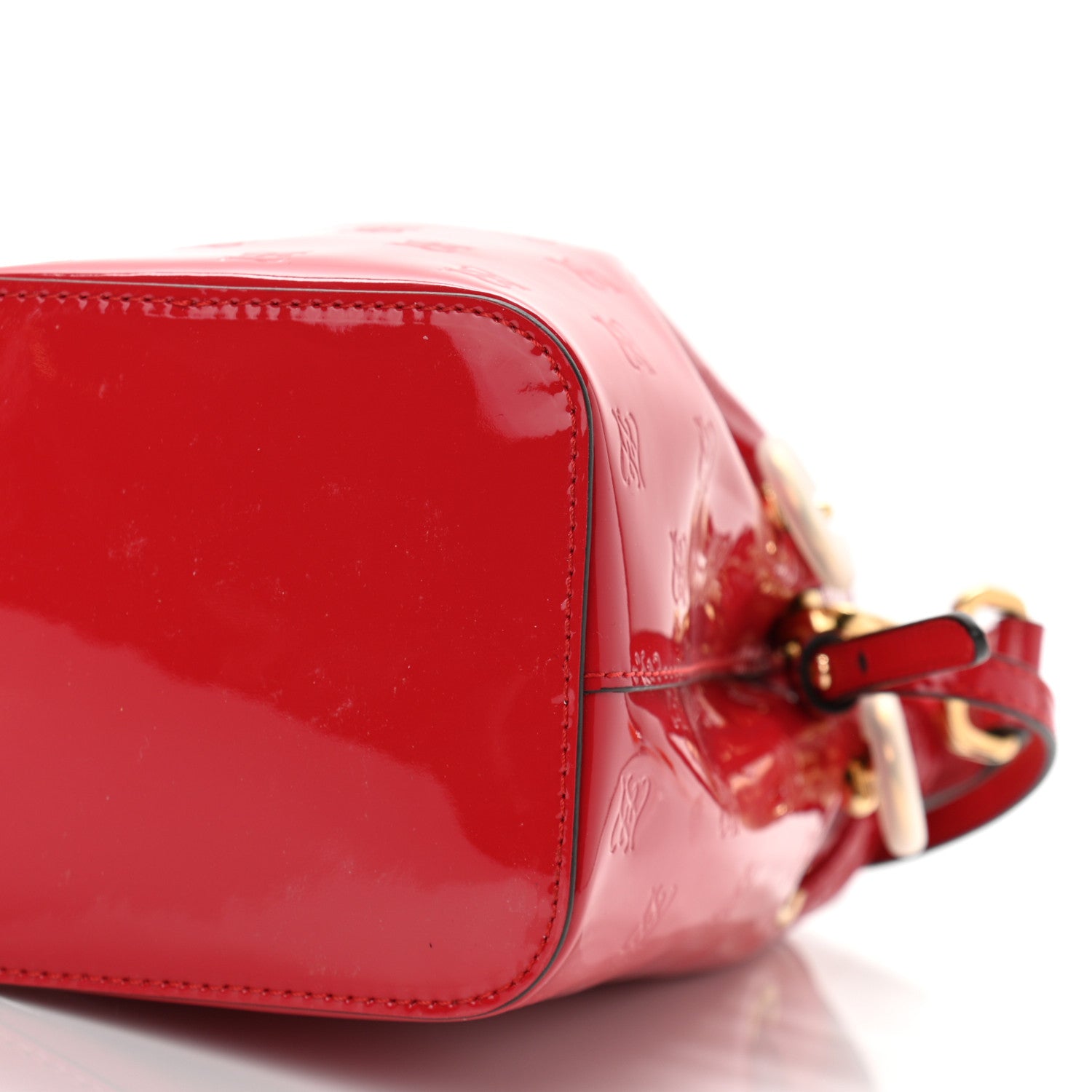 Fendi Vitello Vernice Mou F is Fendi Karligraphy Embossed Mini Mon Tresor Bucket Bag Rosso Cardinale 10 of 10