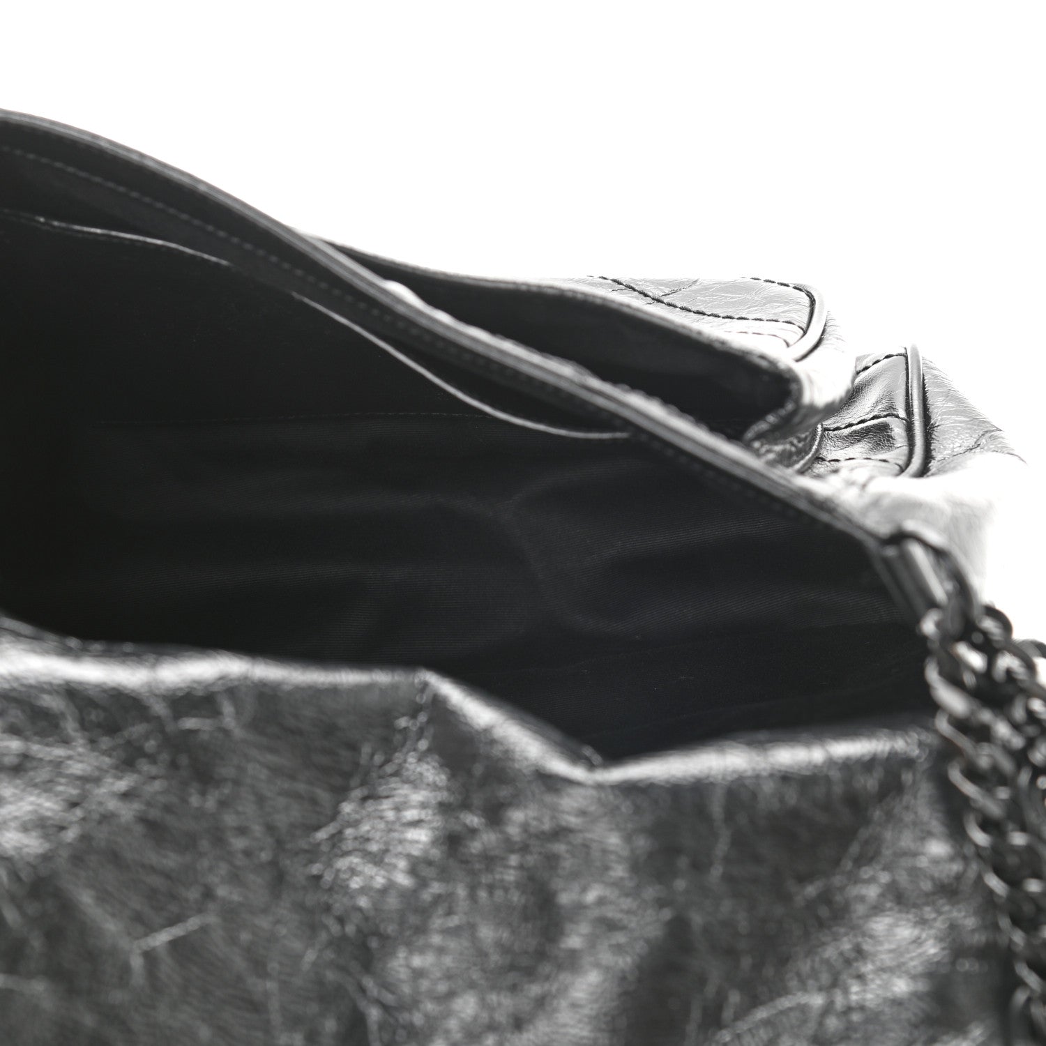 Saint Laurent Crinkled Calfskin Matelasse Monogram Medium Niki Chain Satchel Black 5 of 9
