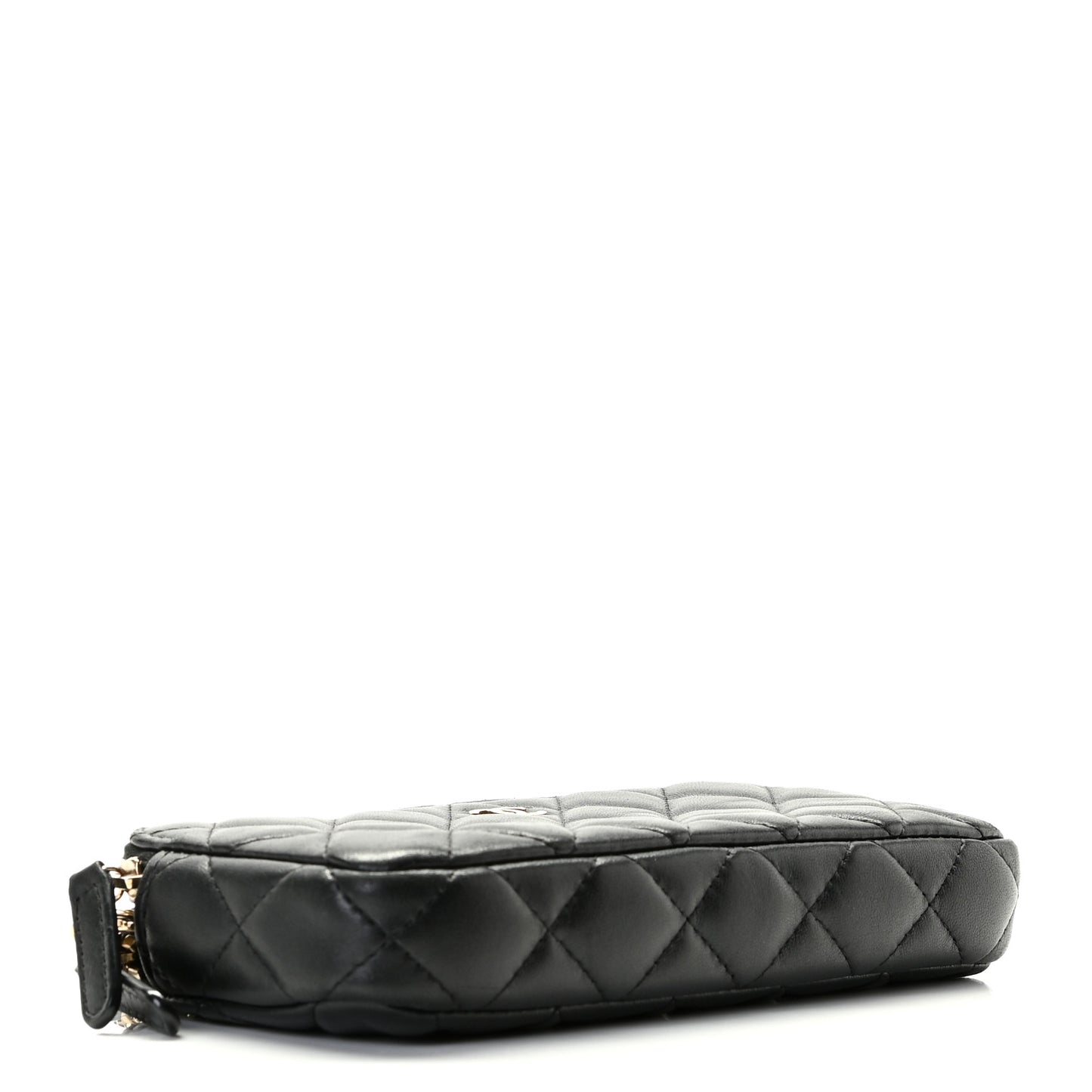 Lambskin Quilted Small Clutch With Chain Black