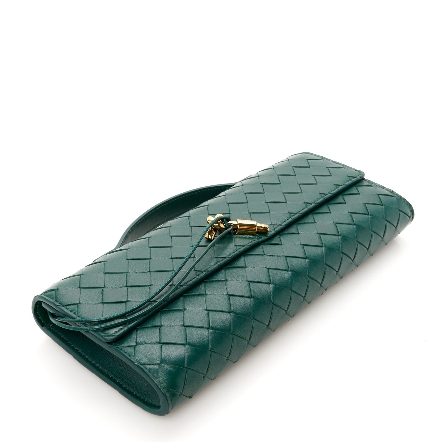 Nappa Intrecciato Long Andiamo Top Handle Clutch Emerald Green