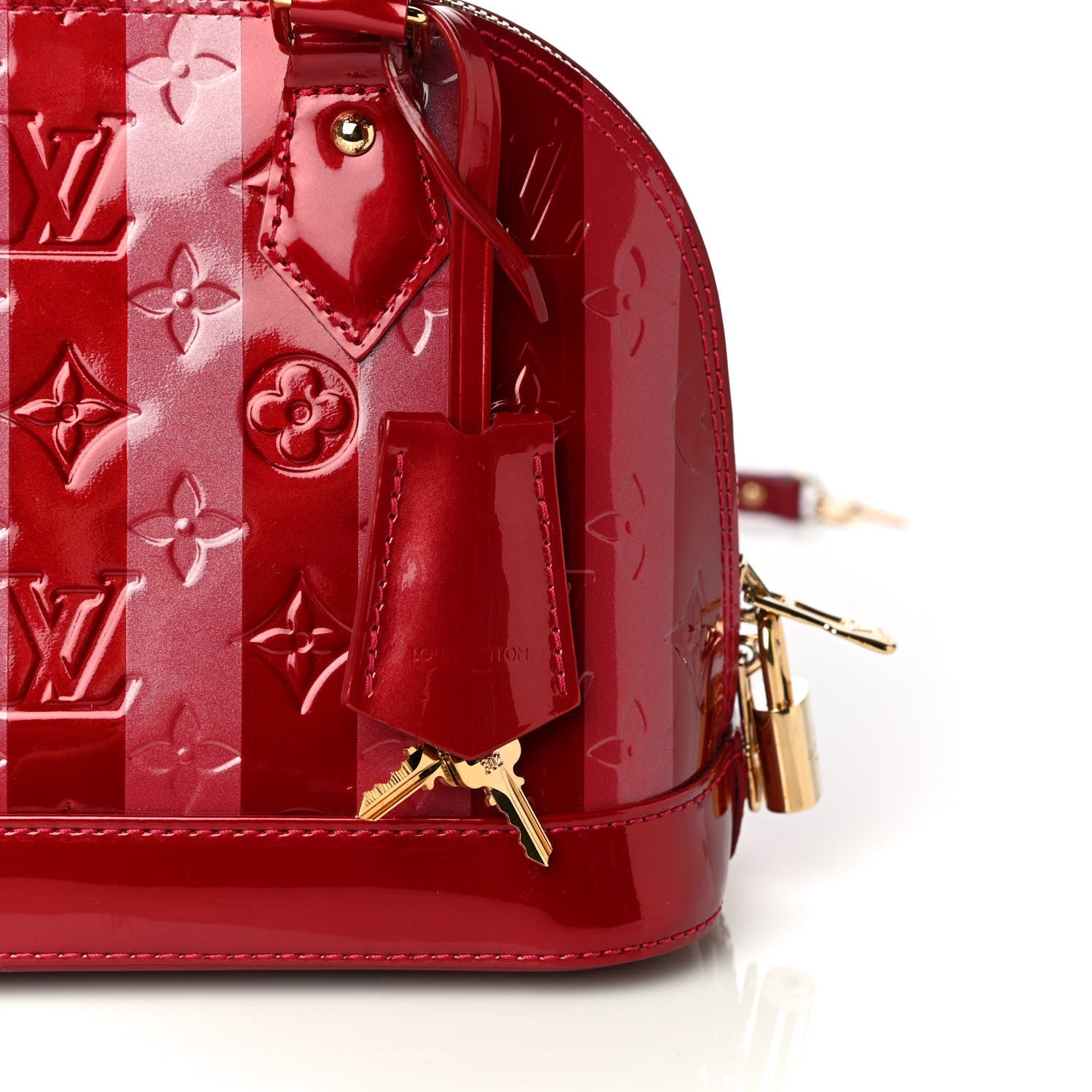 Louis Vuitton Vernis Rayures Alma BB Pomme D'Amour 7 of 11