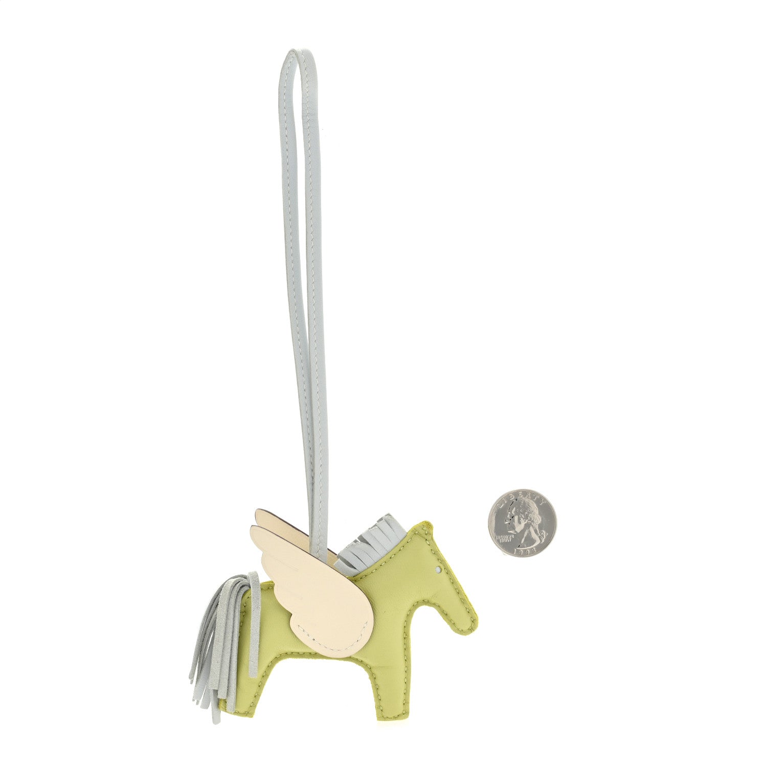 Hermes Milo Lambskin Grigri Rodeo Pegase Horse Bag Charm PM Jaune Bourgeon Bleu Brume Nata 2 of 3