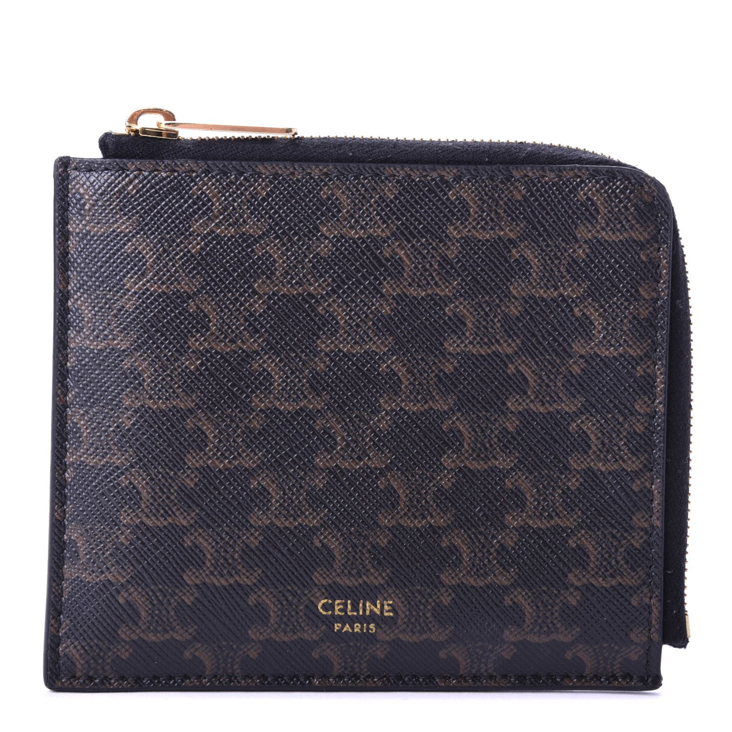 Celine Triomphe Canvas Zipped Coin Purse Black 1 of 7