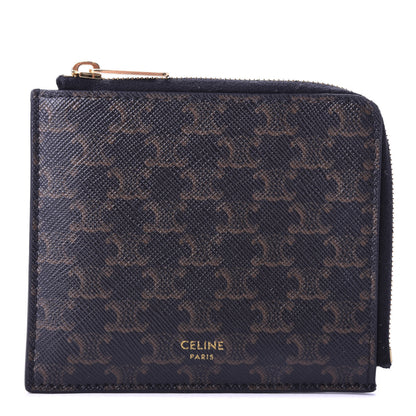 Celine Triomphe Canvas Zipped Coin Purse Black 1 of 7