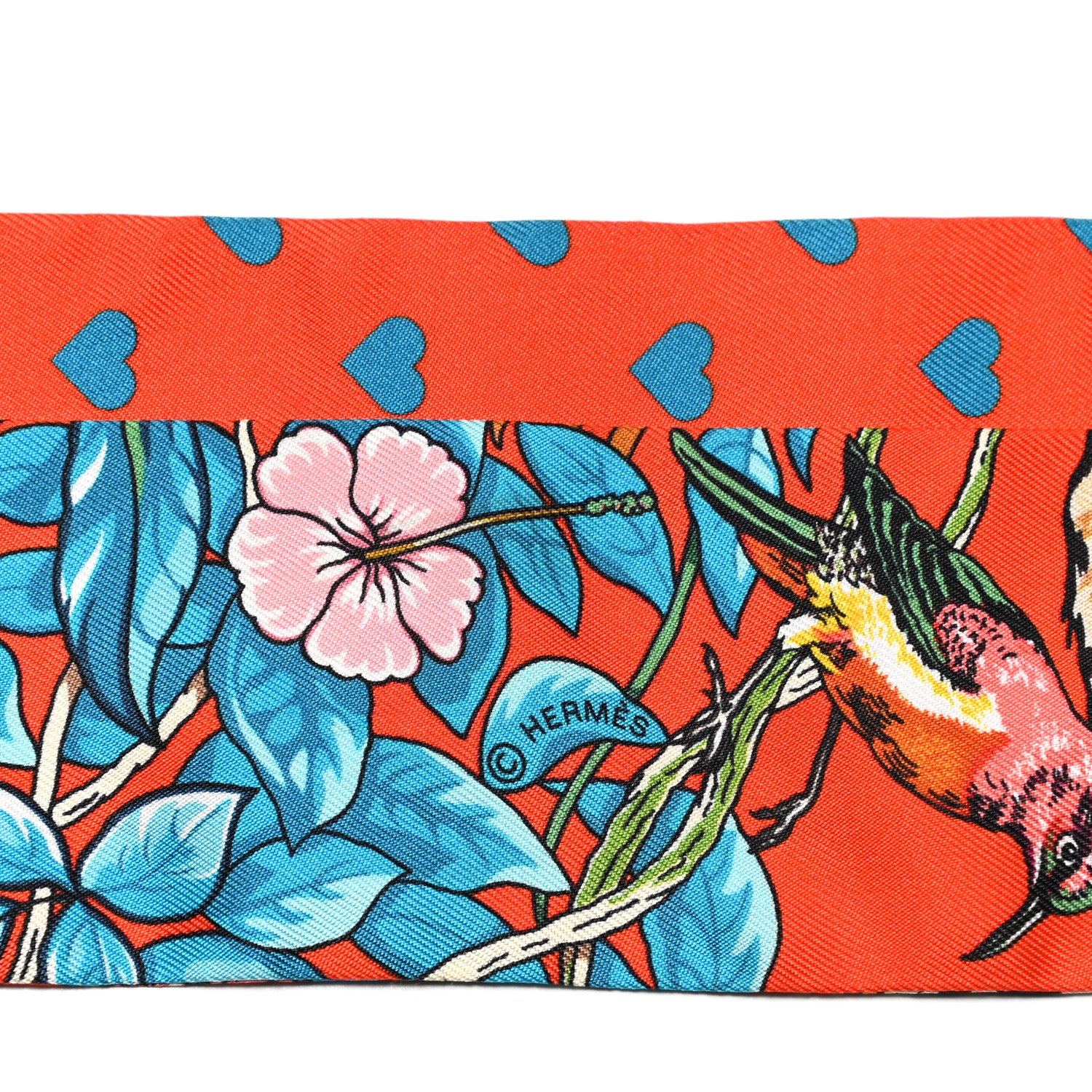 Hermes Silk Jungle Love Love Twilly Orange Bleu Brun 3 of 5