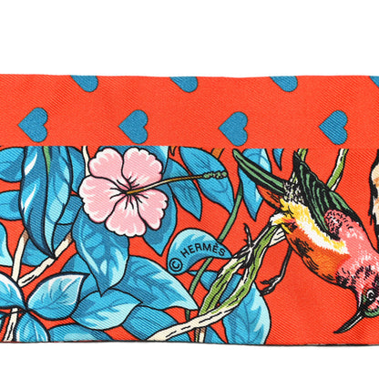 Hermes Silk Jungle Love Love Twilly Orange Bleu Brun 3 of 5