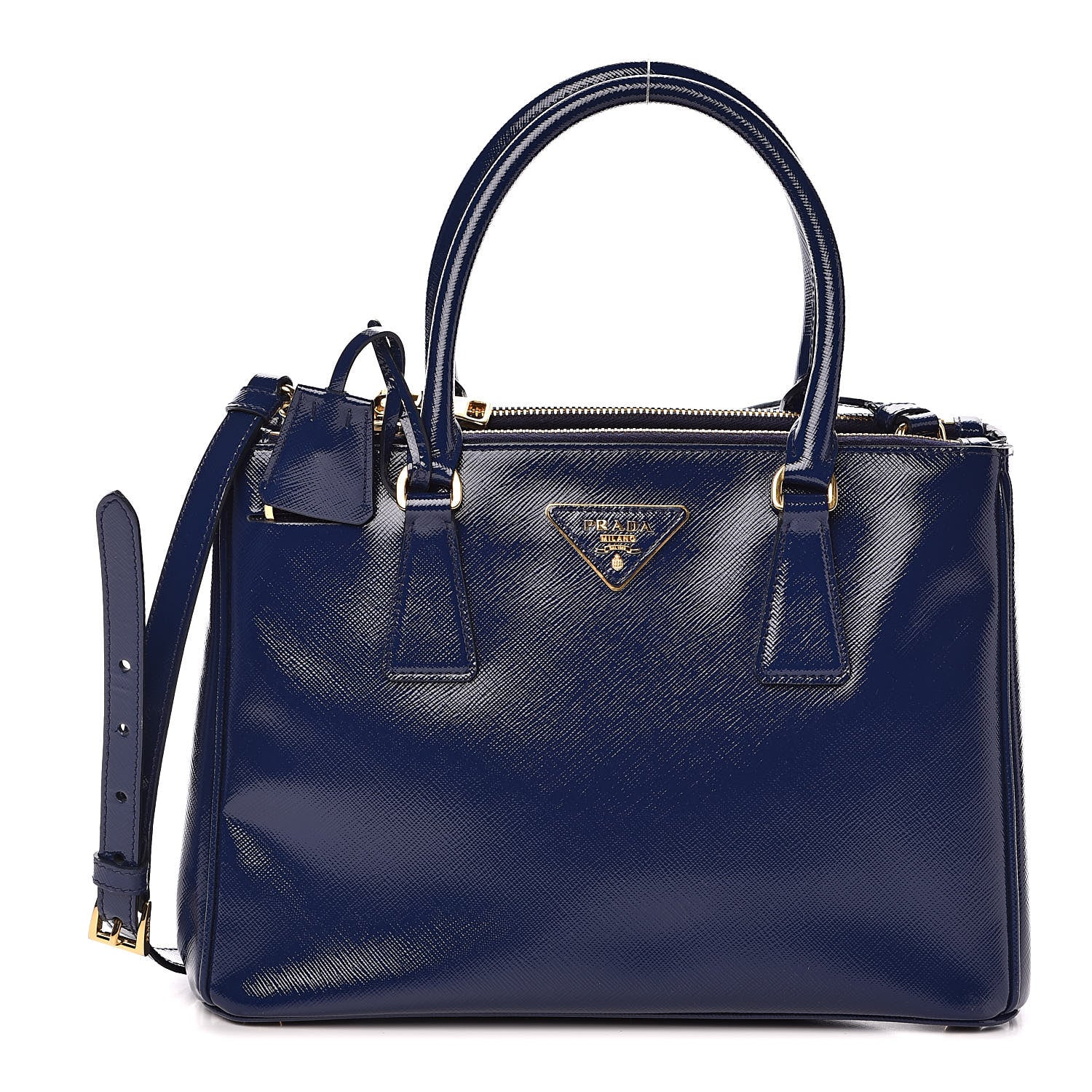 Prada Saffiano Vernice Small Double Zip Galleria Tote Inchiostro 1 of 12