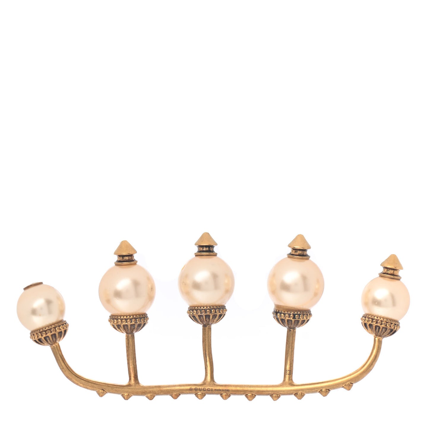 Metal Pearl Multi-Finger Ring White