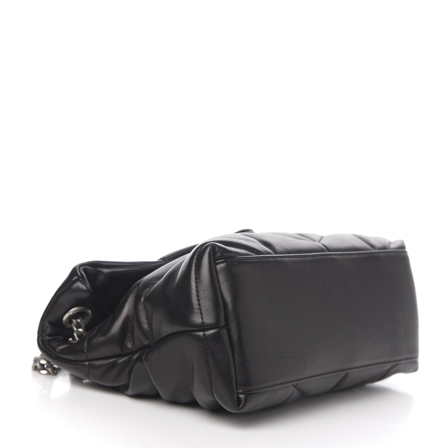Lambskin Quilted Small Loulou Puffer Monogram Chain Satchel Black