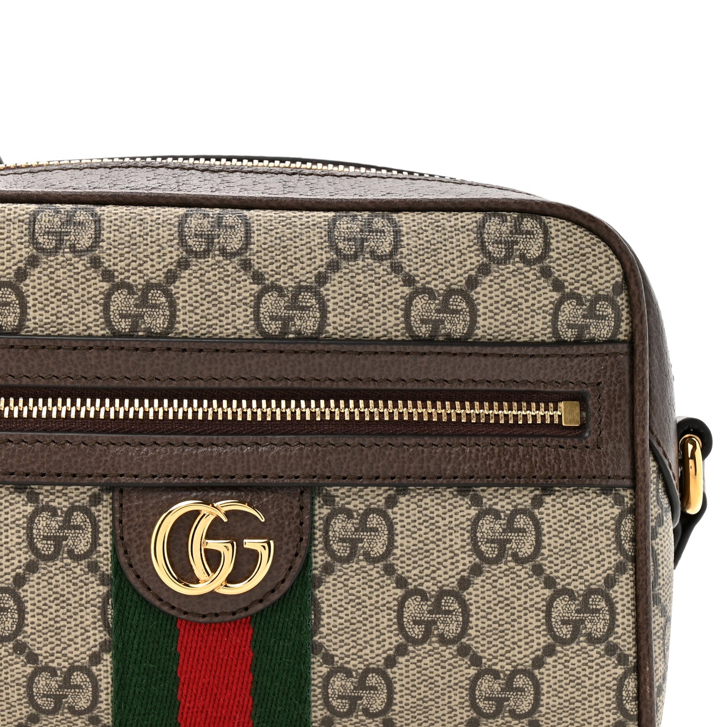 GG Supreme Monogram Textured Dollar Calfskin Mini Ophidia Shoulder Bag Beige Ebony New Acero