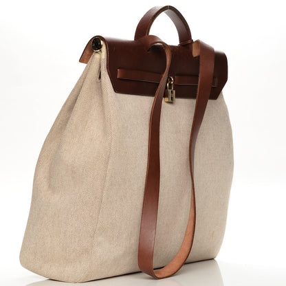 Hermes Toile Calfskin Herbag 39 GM Natural 3 of 9