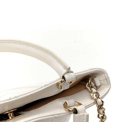 Chanel Lambskin Stitched Small Shopping Tote White 14 of 14