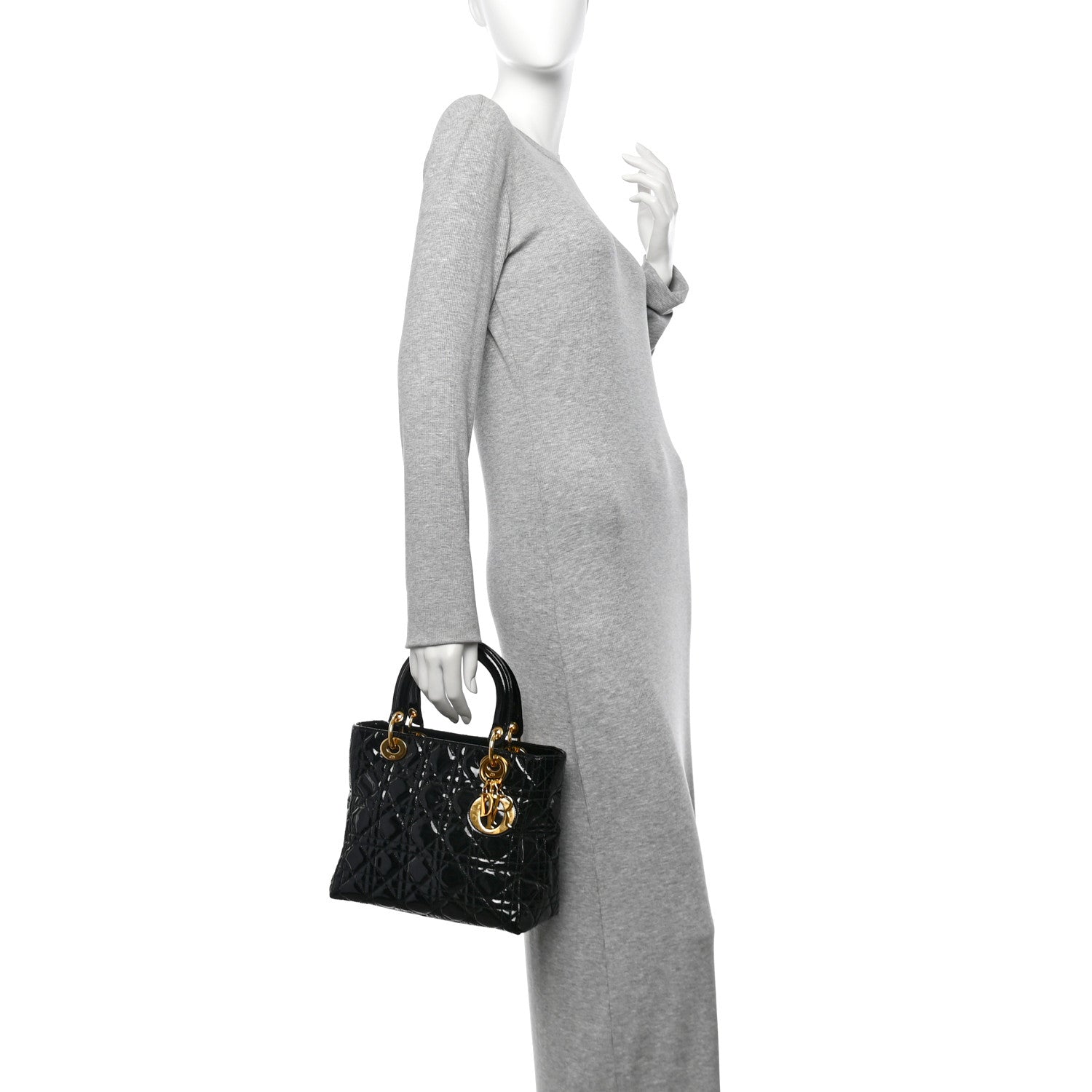 Christian Dior Patent Cannage Medium Lady Dior Black 2 of 14