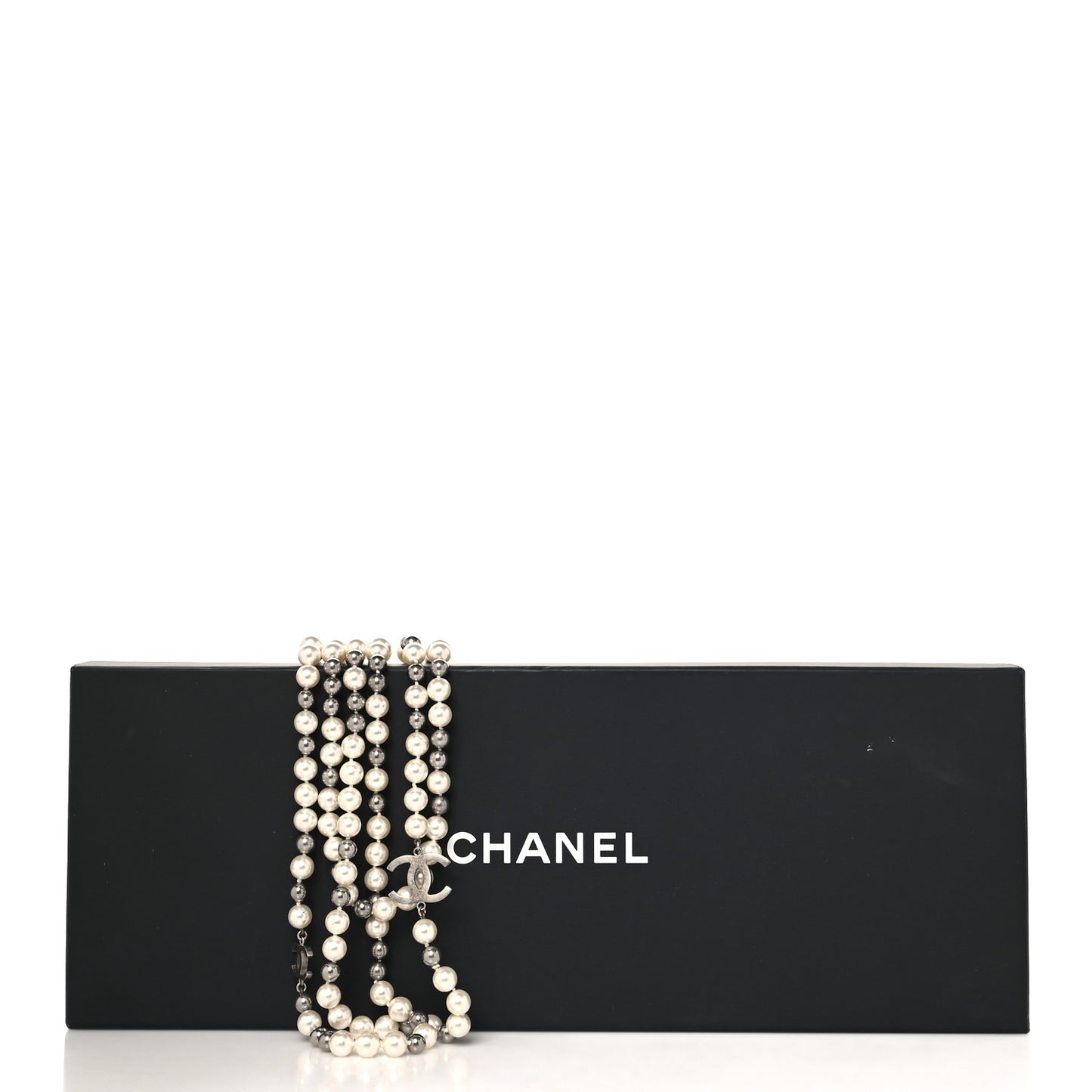 Pearl Multistrand CC Long Necklace Pearly White