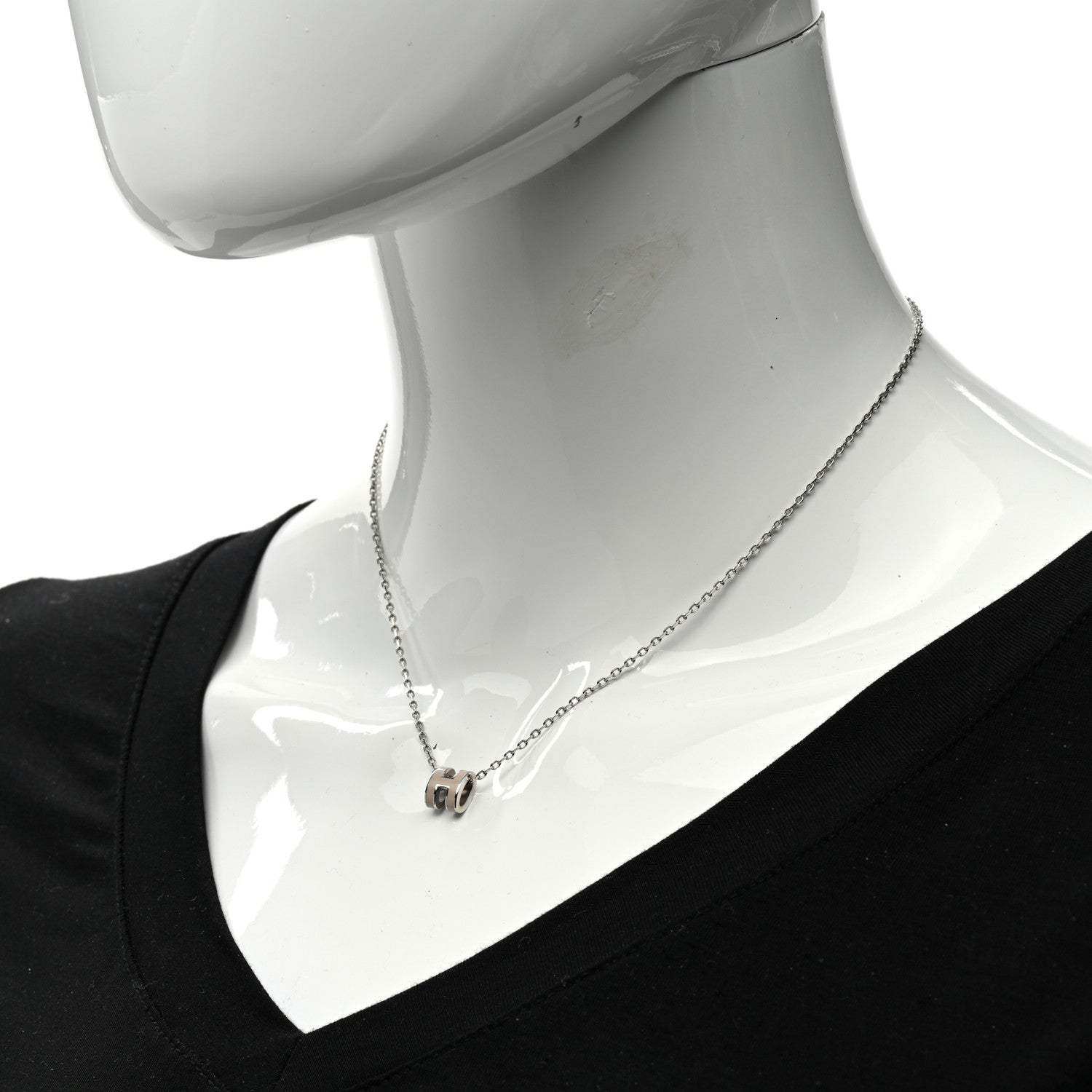 Hermes Palladium Mini Pop H Pendant Necklace Marron Glace 2 of 7