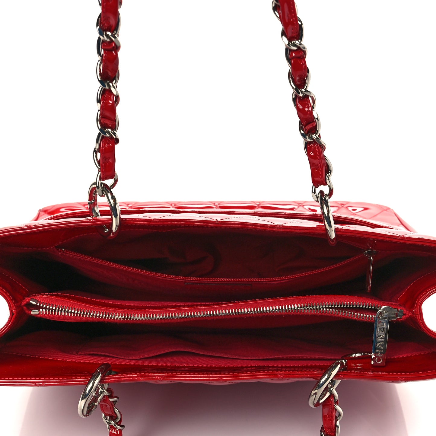 Patent Quilted Grand Shopping Tote GST Red