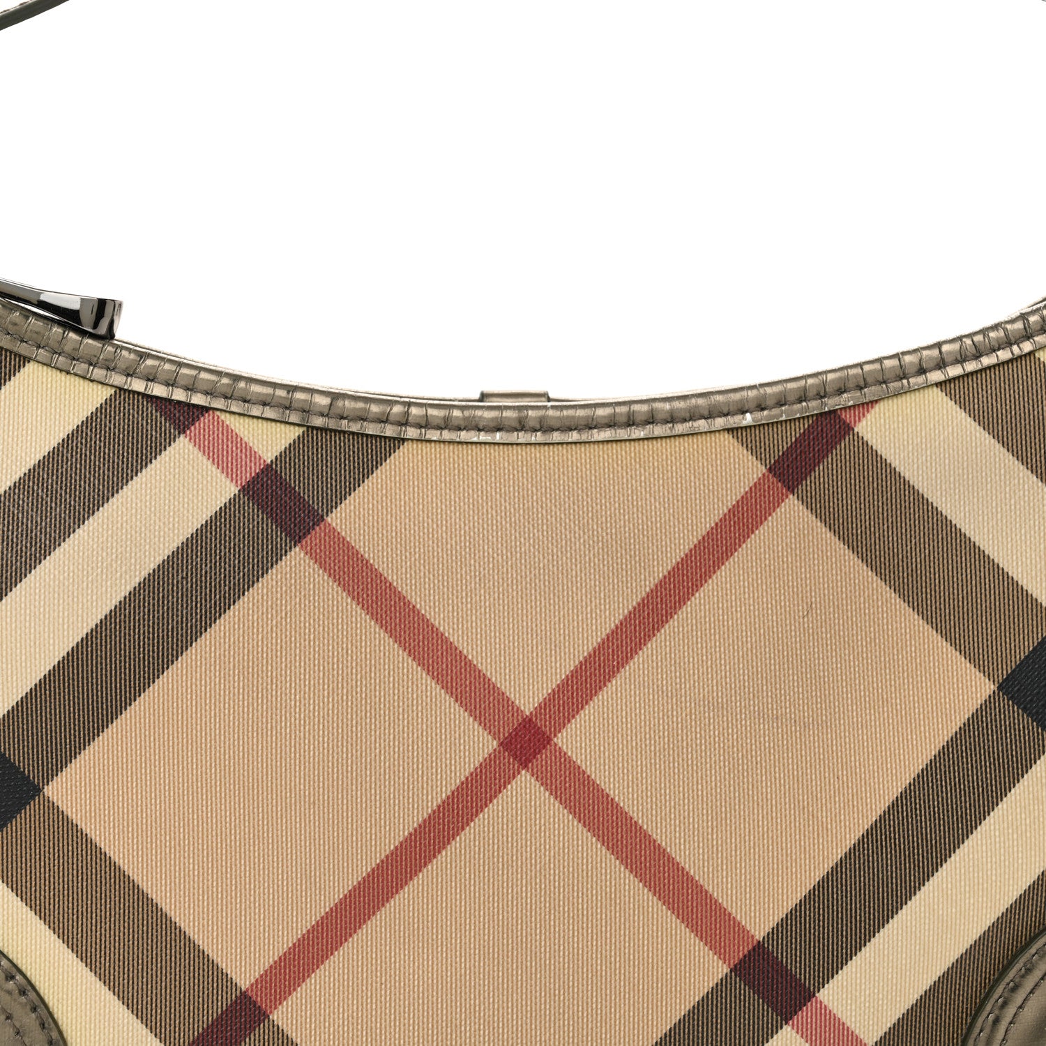 Burberry Metallic Nova Check Patent Hobo Pewter 8 of 14